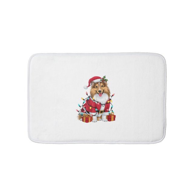 Julafton Lighting Santa Sheltie Hund jul_1 Badrumsmatta (Framsidan)