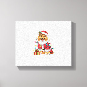 Julafton Lighting Santa Sheltie Hund jul Canvastryck