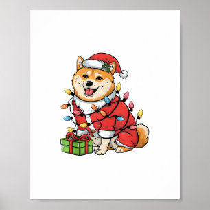 Julafton Lighting Santa Shiba Inu Hund jul Poster