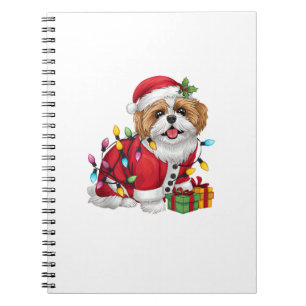 Julafton Lighting Santa Shih Tzu Hund jul Anteckningsbok