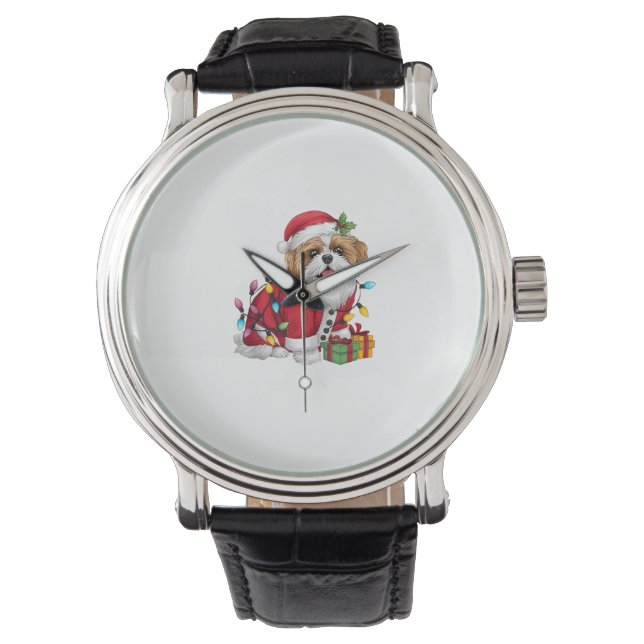Julafton Lighting Santa Shih Tzu Hund jul Armbandsur (Framsida)