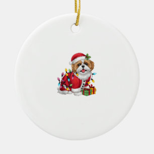 Julafton Lighting Santa Shih Tzu Hund jul Julgransprydnad Keramik