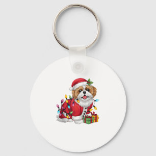 Julafton Lighting Santa Shih Tzu Hund jul Nyckelring