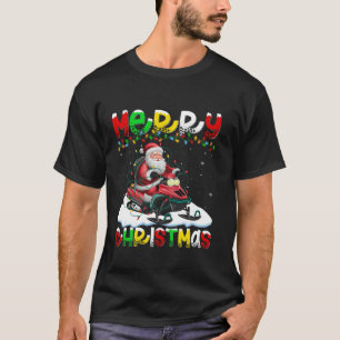 Julafton Lighting Santa Snowmobiling God jul T Shirt