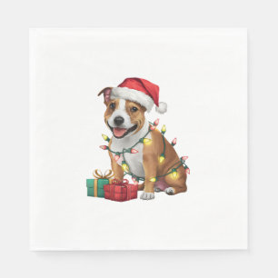 Julafton Lighting Santa Stafford Bull Terrier Hund Pappersservett