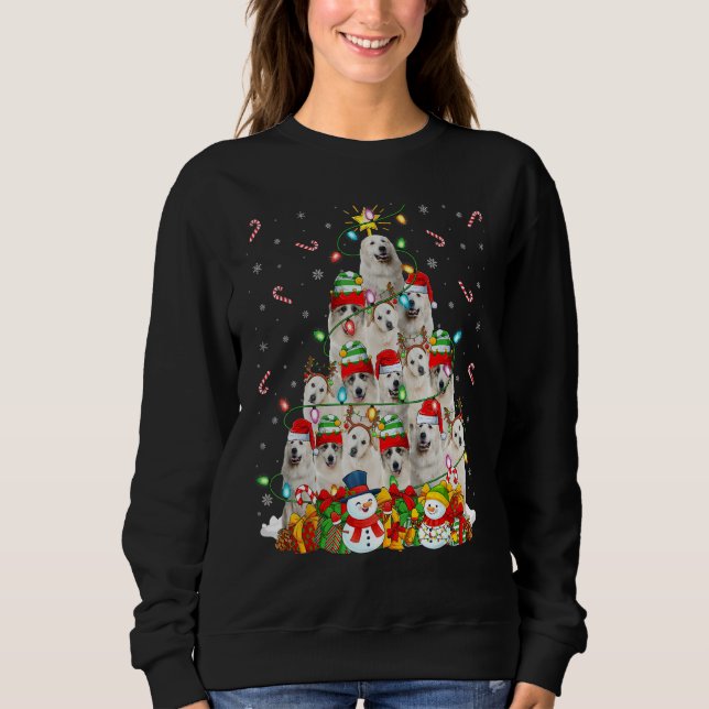 Julafton Lighting Santa Underbar Pyrenees Hund jul T Shirt (Framsida)