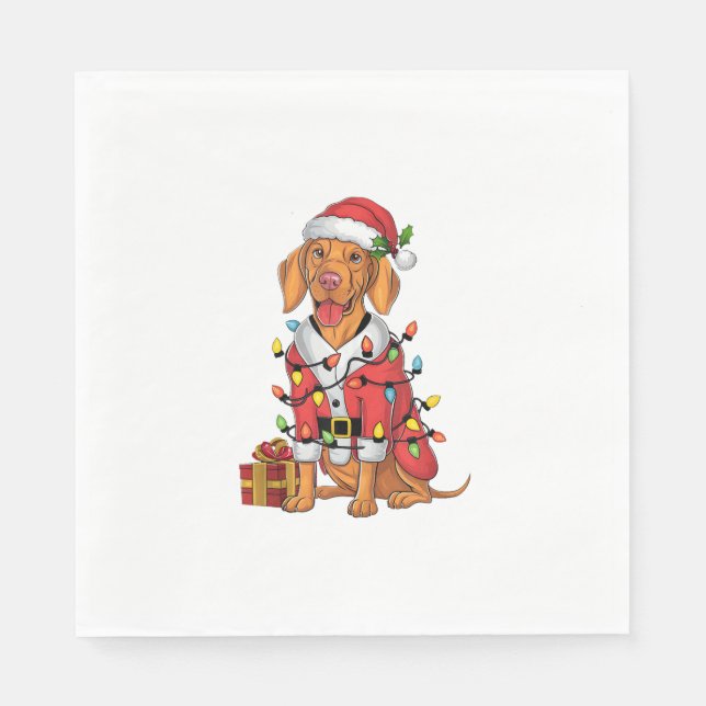 Julafton Lighting Santa Vizsla Hund jul Pappersservett (Framsidan)