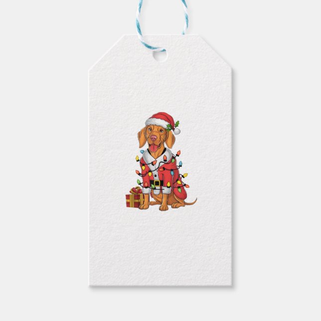 Julafton Lighting Santa Vizsla Hund jul Presentetikett (Framsidan)