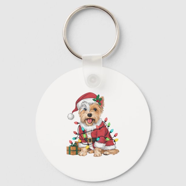 Julafton Lighting Santa Westie Hund jul Nyckelring (Framsida)