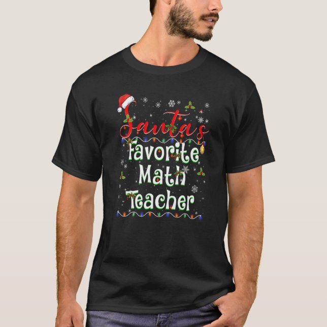 Julafton Lighting Santa's Favorite Math Teacher Kr T Shirt (Framsida)