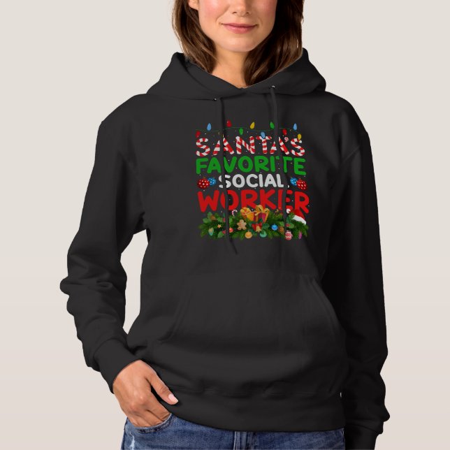 Julafton Lighting Santa's Favorite Social Worker C T Shirt (Framsida)
