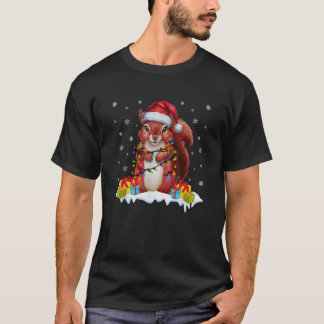 Julafton Lighting Squirrel Wearing Santa Hat Ugly T Shirt