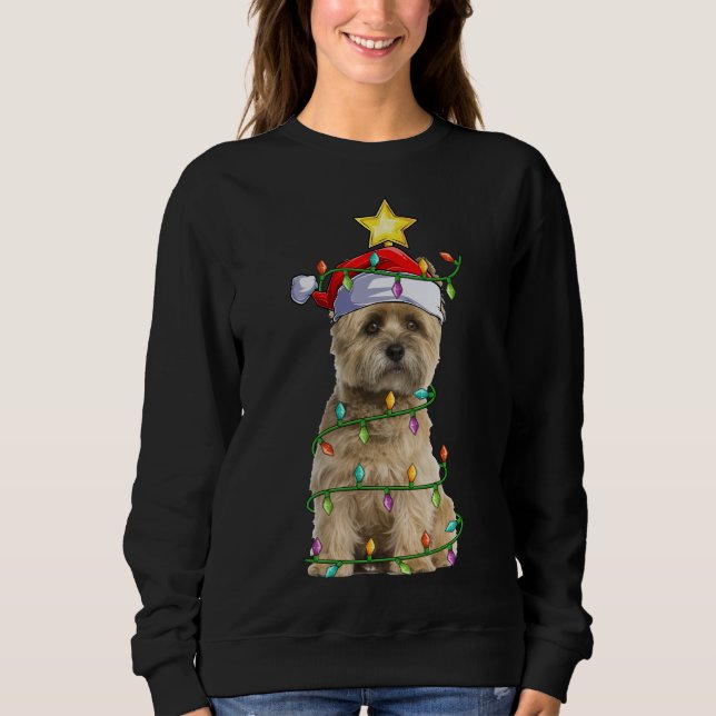 Julafton Lighting Träd Matching Santa Cairn Terrie T Shirt (Framsida)