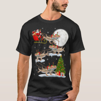Julafton Lighting Träd Santa Riding Bearded Dragon T Shirt