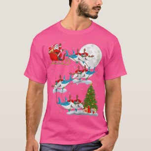 Julafton Lighting Träd Santa Riding Hammerhead Sha T Shirt