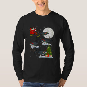 Julafton Lighting Träd Santa Riding Humpback Whale T Shirt