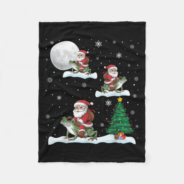 Julafton Lighting Träd Santa Riding Ison Dart Frog Fleecefilt (Framsidan)