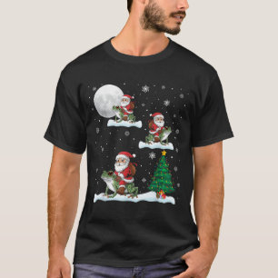 Julafton Lighting Träd Santa Riding Ison Dart Frog T Shirt