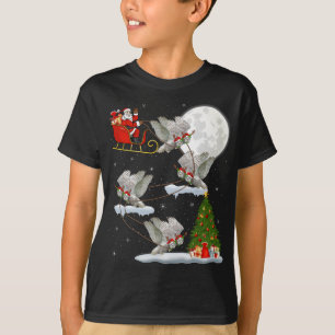 Julafton Lighting Träd Santa Riding Snowy Uggla Bi T Shirt
