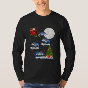 Julafton Lighting Träd Santa Riding White Marlin T Shirt