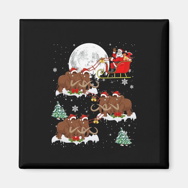 Julafton Lighting Träd Santa Riding Wooly Mammoth  Magnet (Framsidan)