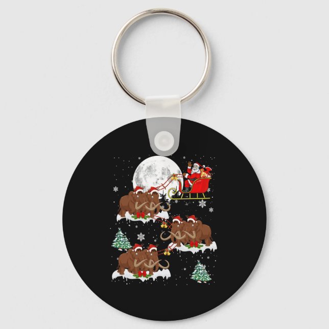 Julafton Lighting Träd Santa Riding Wooly Mammoth  Nyckelring (Framsida)