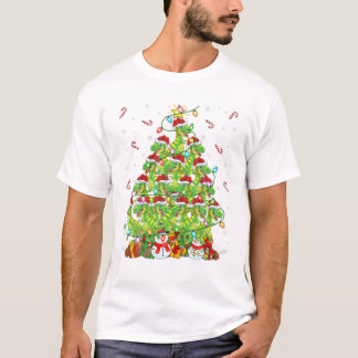 Julafton Lighting Träd Santa T Rex T Shirt