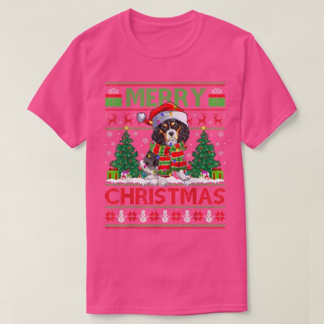 Julafton Lighting Ugly Cavalier Kung Charles Spain T Shirt (Design framsida)