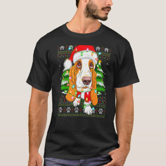 Julafton Lighting Ugly Santa Basset Hound-jul T Shirt