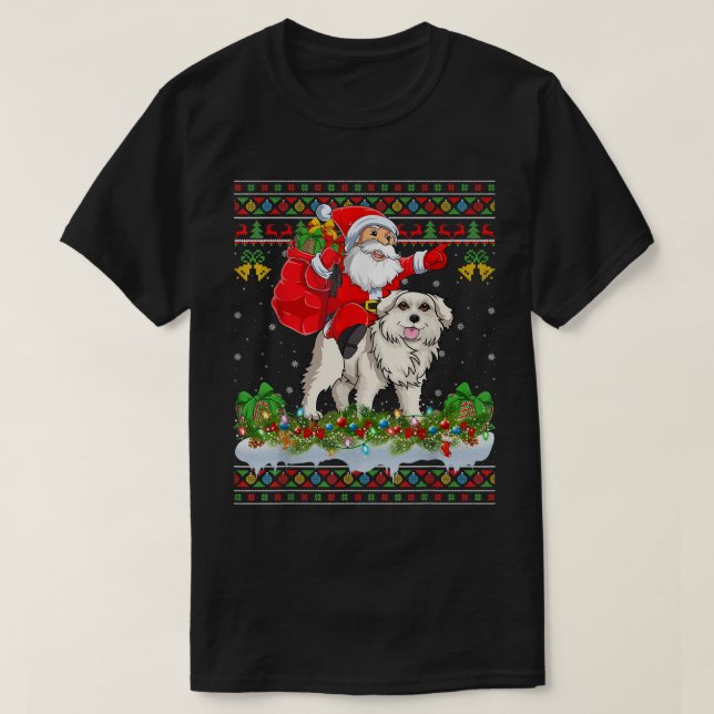 Julafton Lighting Ugly Santa Riding Underbar Pyren T Shirt (Design framsida)