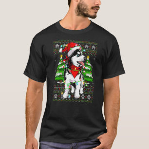 Julafton Lighting Ugly Santa Siberian husky jul T Shirt