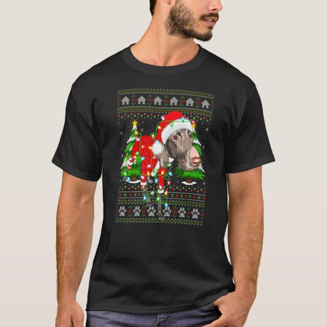 Julafton Lighting Ugly Santa Tysk Shorthar Kristus T Shirt (Framsida)