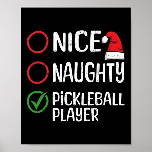 Julafton-lista för jultomten Pickleball Player Poster (Framsidan)