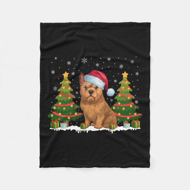 Julafton Ljus Bryssel Griffon Hund Santa Hat Chris Fleecefilt (Framsidan)