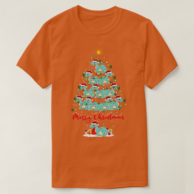 Julafton Ljus Funny Santa Brontosaurus Dinosaur Ch T Shirt (Design framsida)