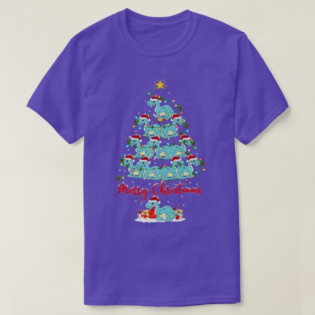 Julafton Ljus Funny Santa Brontosaurus Dinosaur Ch T Shirt (Design framsida)