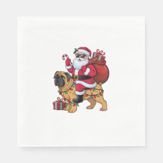 Julafton Ljus Funny Santa Riding English Mastiff H Pappersservett