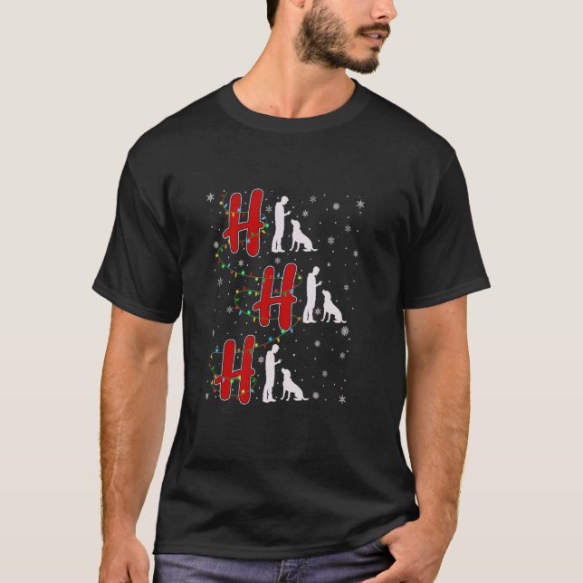 Julafton Ljus HO HO HO Hund Trainer Funny Ugly Kri T Shirt (Framsida)
