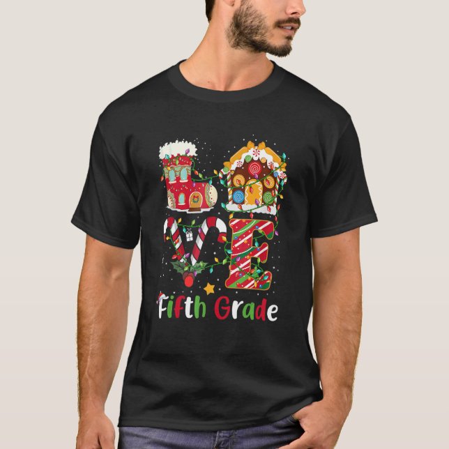 Julafton Ljus Kärlek Femte Klass Lärarjulen i T Shirt (Framsida)
