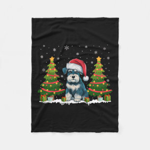 Julafton Ljus Miniature Schnauzer Hund Santa Chris Fleecefilt