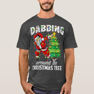 Julafton Ljus Santa Dabbing runt julträdet T Shirt
