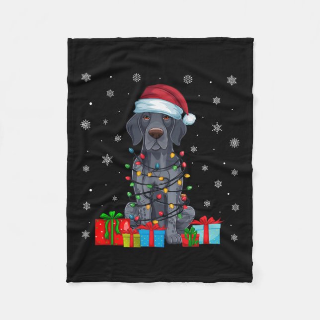 Julafton Ljus Santa German Shorthar Pointer Hund C Fleecefilt (Framsidan)