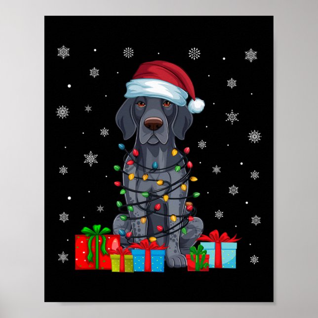 Julafton Ljus Santa German Shorthar Pointer Hund C Poster (Framsidan)
