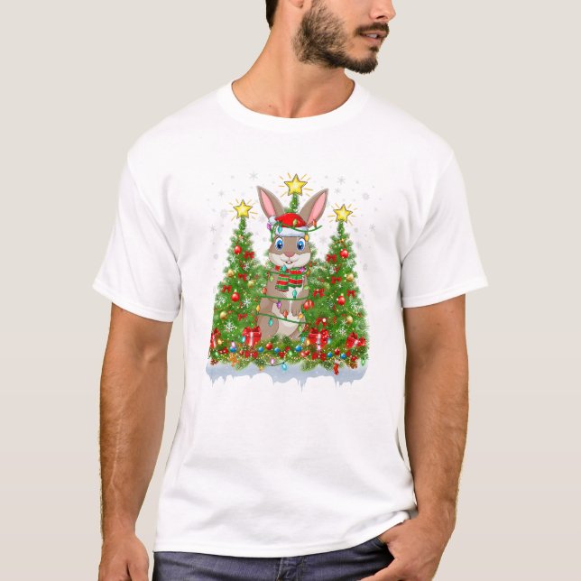 Julafton Ljus Santa Hare-julen T Shirt (Framsida)
