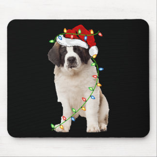 Julafton Ljus Santa Hat Saint Bernard Hund jul Musmatta