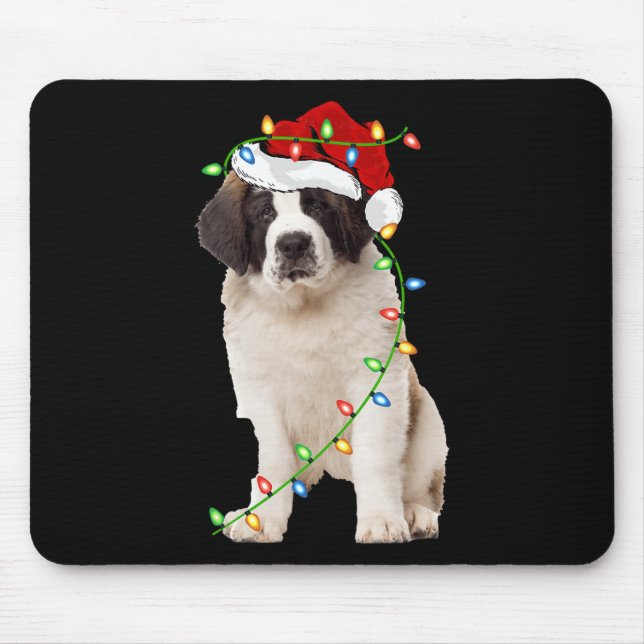 Julafton Ljus Santa Hat Saint Bernard Hund jul Musmatta (Framsidan)