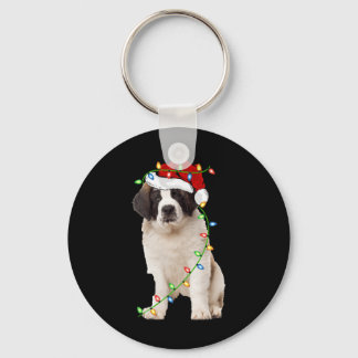Julafton Ljus Santa Hat Saint Bernard Hund jul Nyckelring