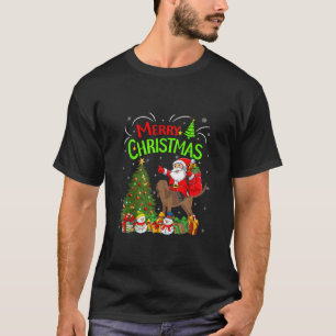Julafton Ljus Santa Riding Rhodesian Ridgeback Hun T Shirt