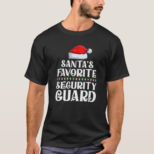 Julafton Ljus Santa s Favorites Security Guard Chr T Shirt (Framsida)