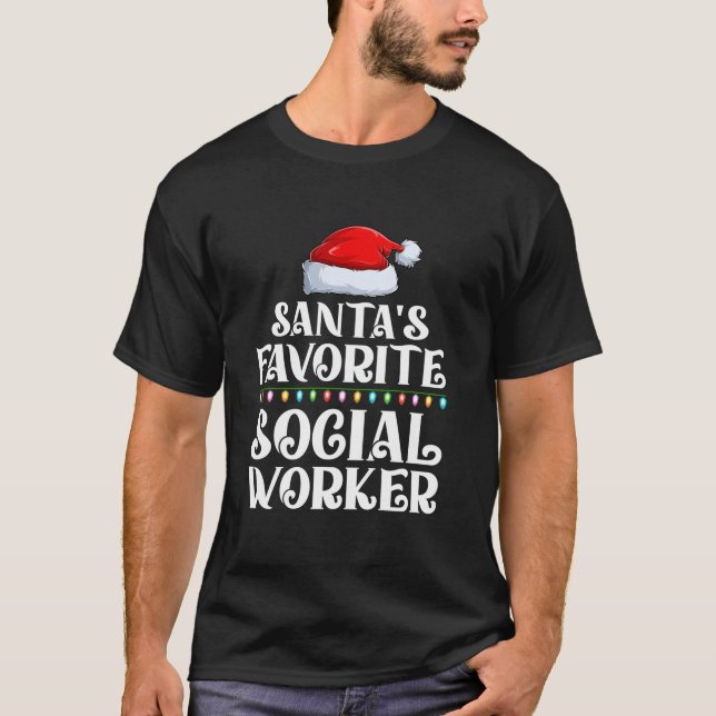 Julafton Ljus Santa s Favorites Social Worker Kris T Shirt (Framsida)